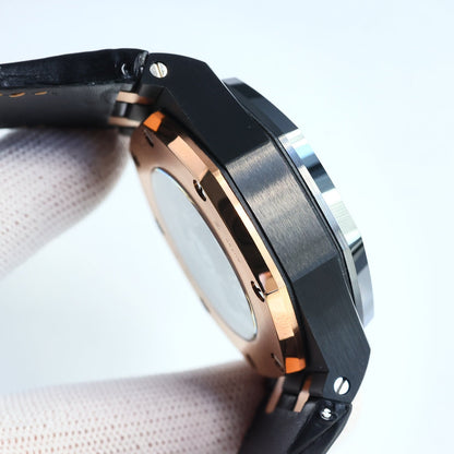 TOP! Rosegold Black Ceramic Bezel - Black Leather - Automatic - 44mm
