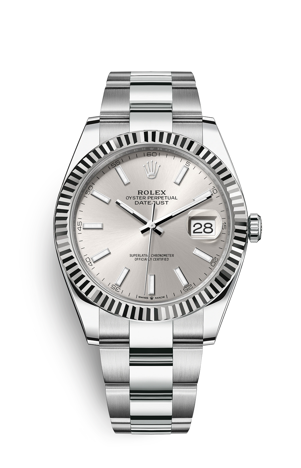 Rolex Oyster Perpetual Datejust 41, stainless steel, silver/white dial