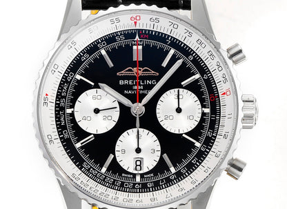 Chronograph - White Ceramic - Black- N-Timer - Black Leather - Automatic - 43mm