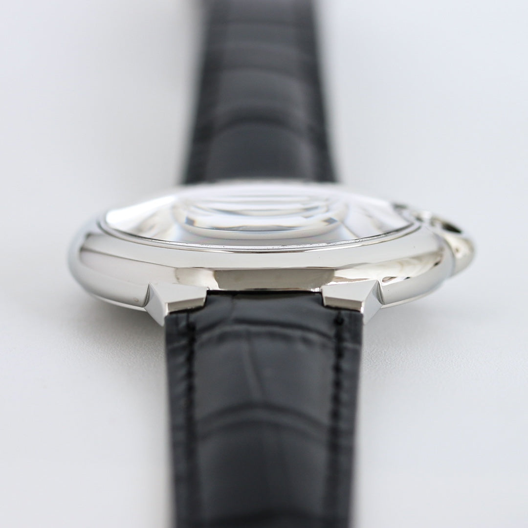 White -White Silver - Black Leather- Automatic - 36/42mm