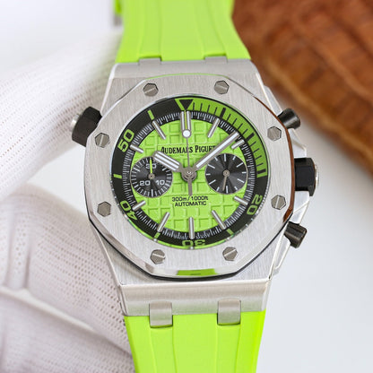 TOP! - 316L Steel - Green rubber - Automatic - 42mm