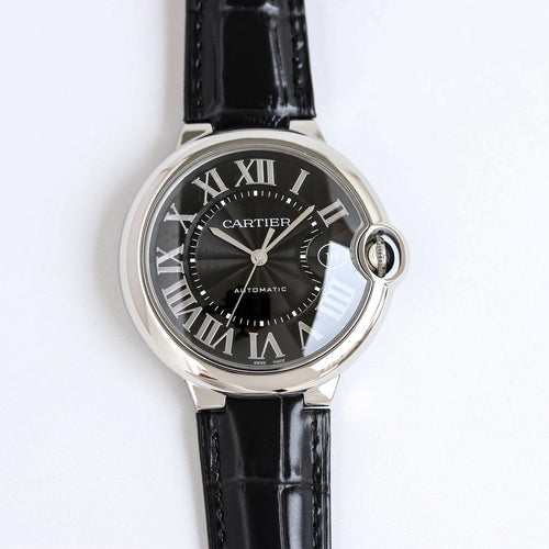Black -White Silver - Black Leather- Automatic - 36/42mm