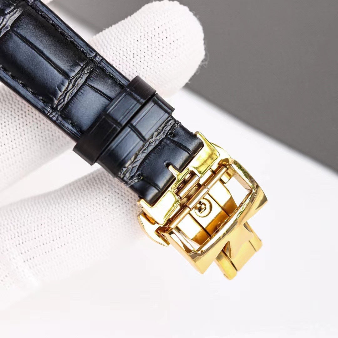 Chronograph - White Yellow -Black Leather - Automatic - 42mm