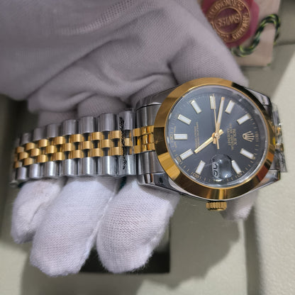 Rolex Oyster Perpetual Datejust 36/41, two-tone steel & yellow gold, black dial
