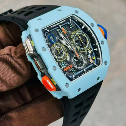 Baby Blue Ceramic- Black Rubber - Automatic - 40*51mm