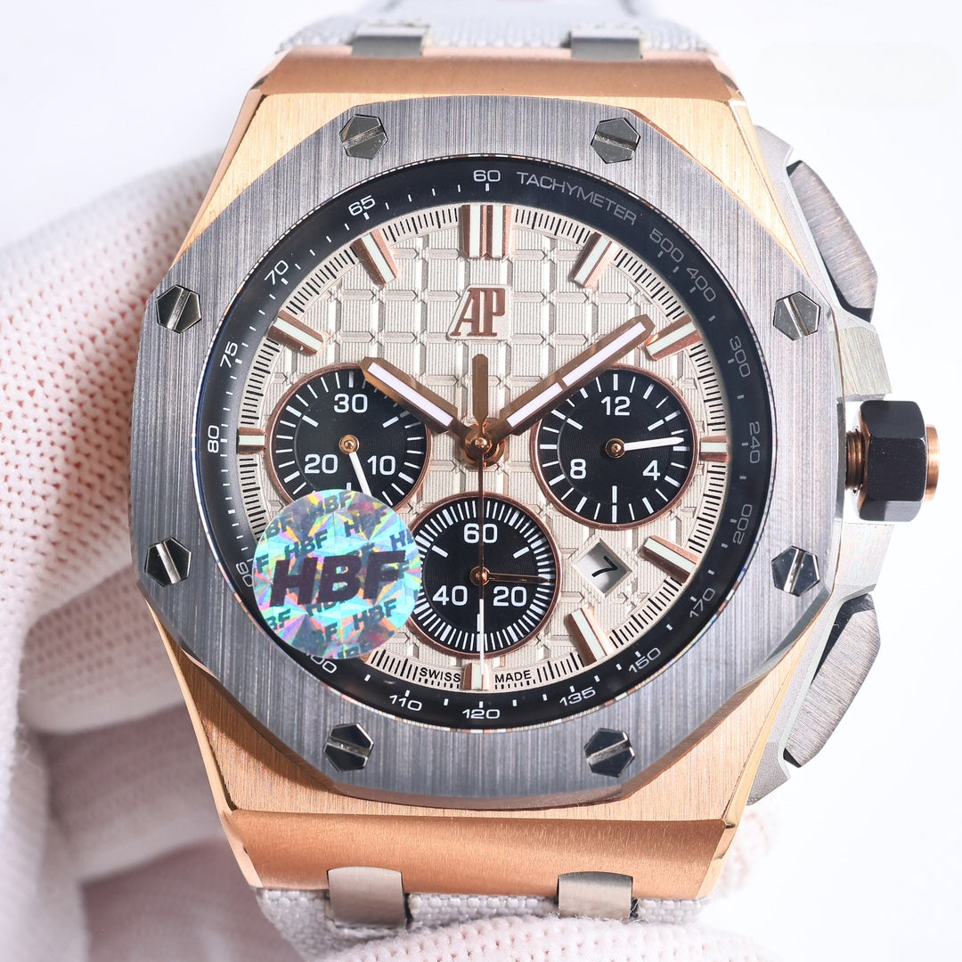 Chronograph- L Size -Grey Ceramic- White Rubber - Automatic - 44mm