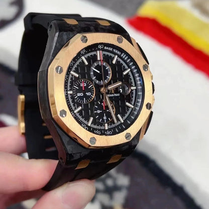Chronograph-Rosegold Ceramic- Black Rubber - Automatic - 44mm