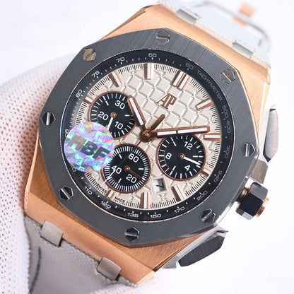 Chronograph- L Size -Grey Ceramic- White Rubber - Automatic - 44mm