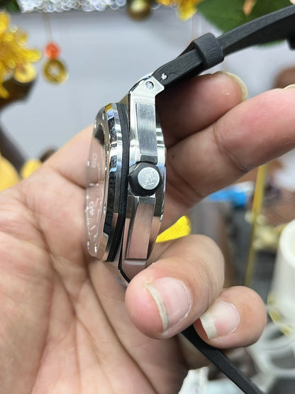 Silver Bezel Ceramic-Black Face -Black Rubber - Automatic - 42mm