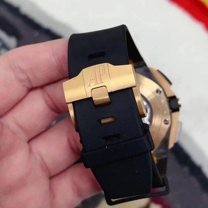 Chronograph-Rosegold Ceramic- Black Rubber - Quartz - 44mm