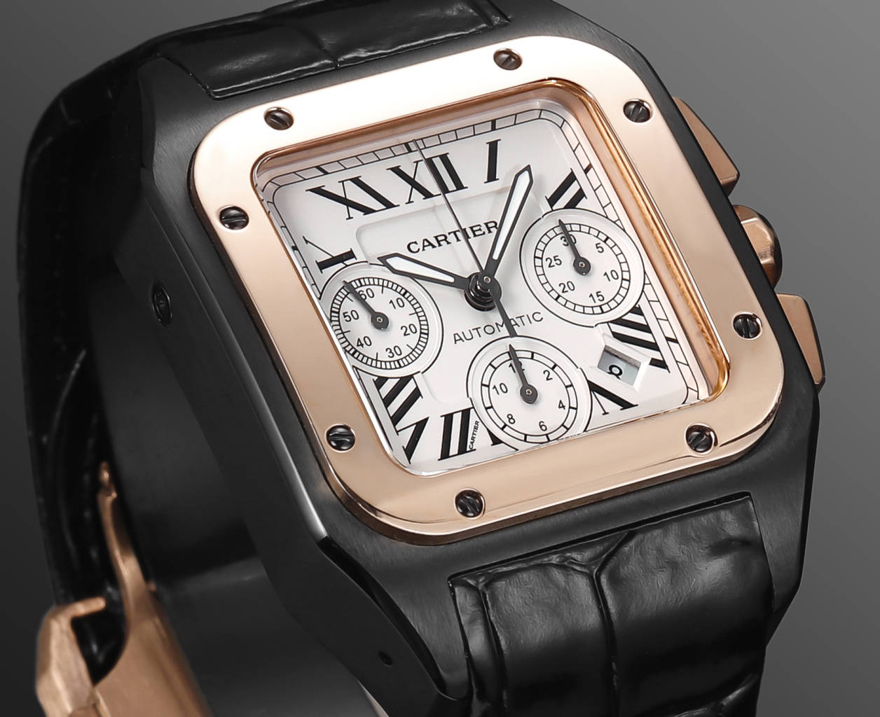 Chronograph - White Yellow 316L Steel - Black Leather - Automatic - 42mm