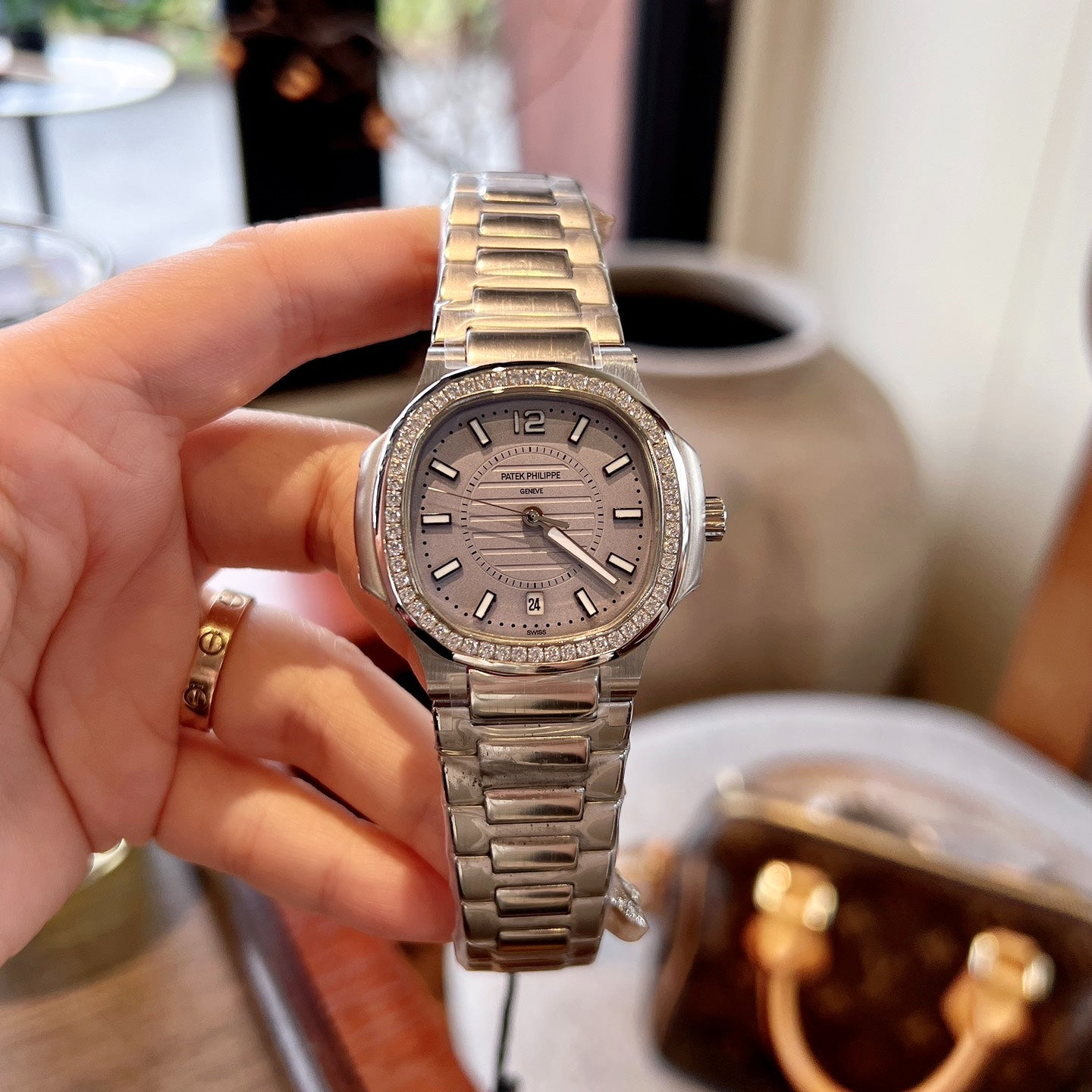 Lady - Grey - Rhinestones Bezel 316L Steel - Quartz - 35mm