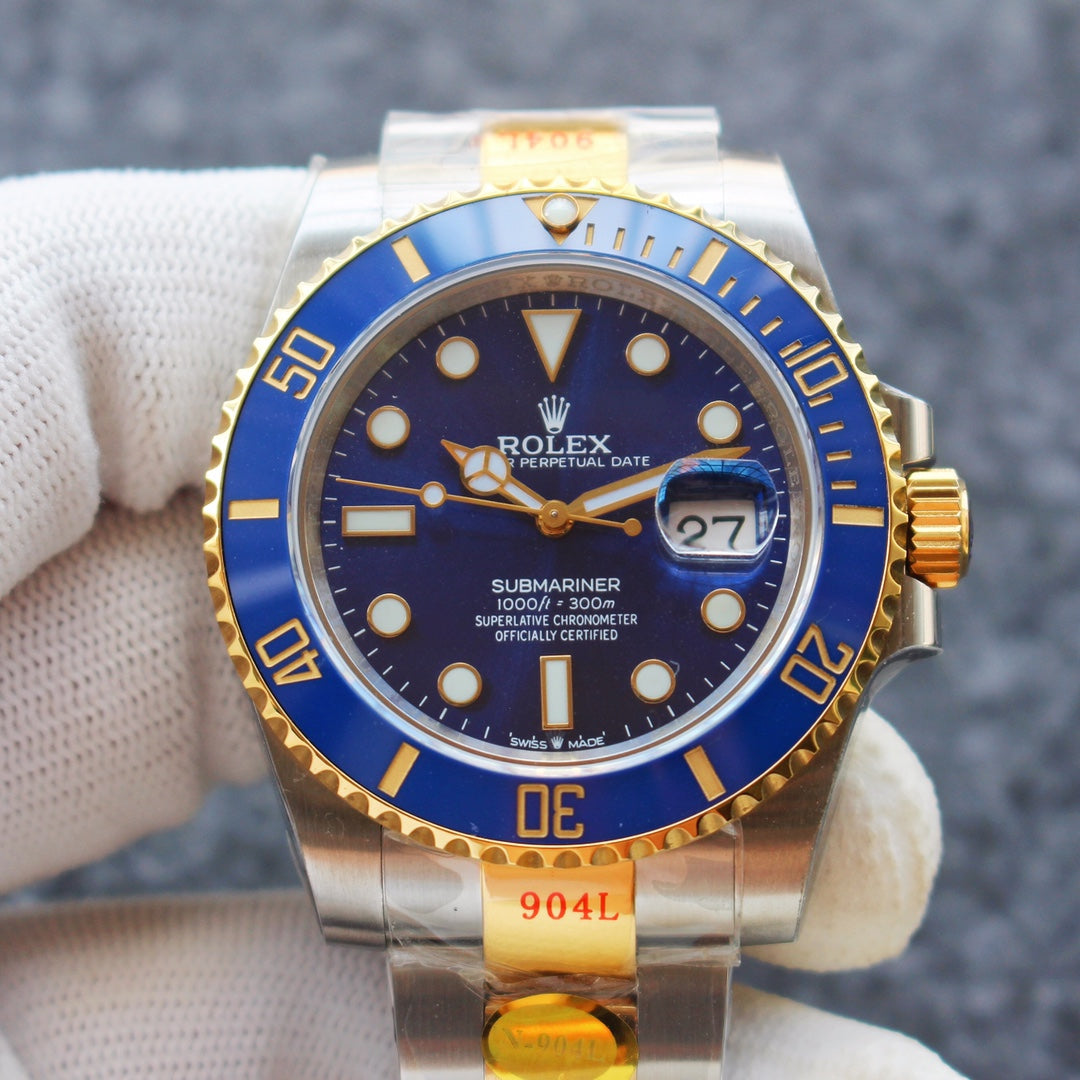 Rolex Oyster Perpetual Datejust 41, two-tone yellow gold, blue dial