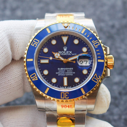 Rolex Oyster Perpetual Datejust 41, two-tone yellow gold, blue dial