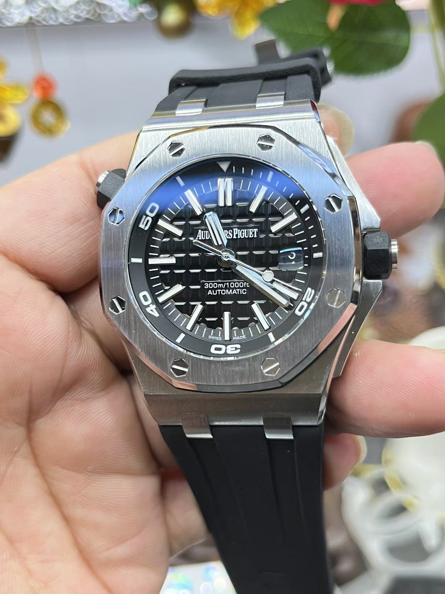 Silver Bezel Ceramic-Black Face -Black Rubber - Automatic - 42mm