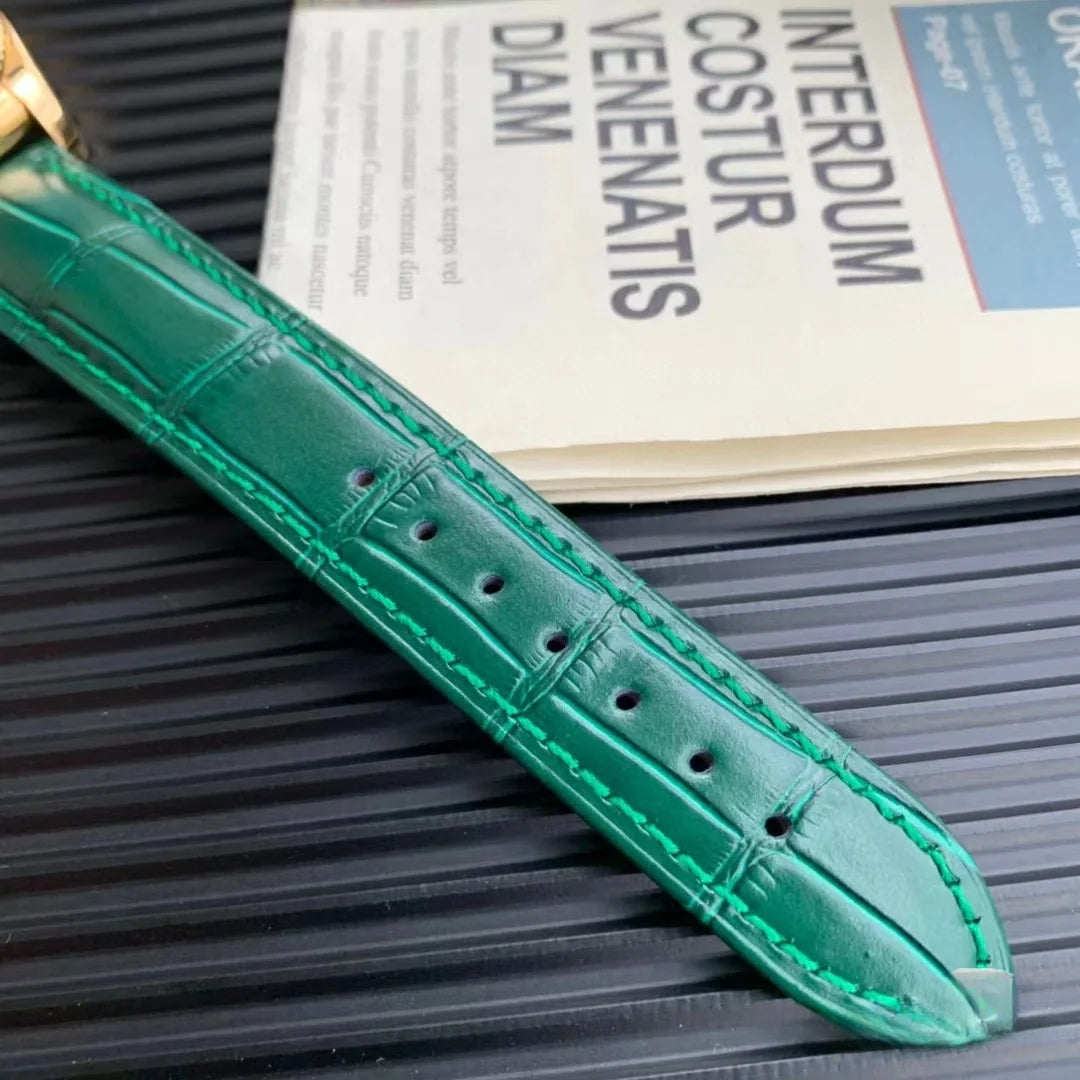 Rolex Day-Date, ref. 118138, yellow gold with green leather strap