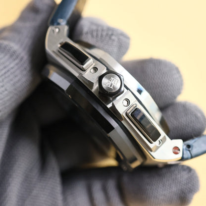 TOP! Blue Black Ceramic Bezel - Blue Leather - Automatic - 44mm