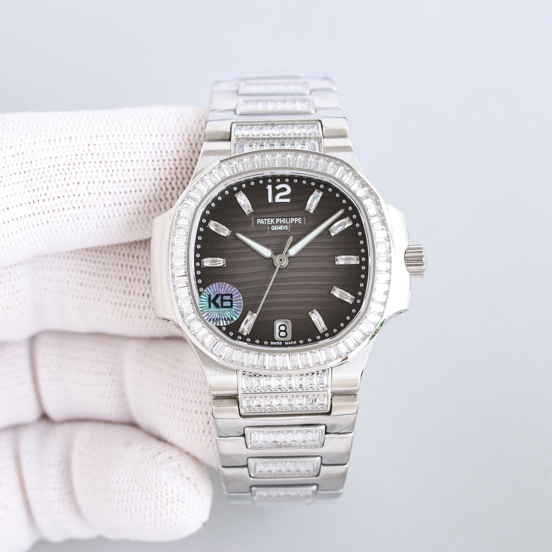 Lady - Black - Rhinestones Bezel 316L Steel - Automatic - 35mm