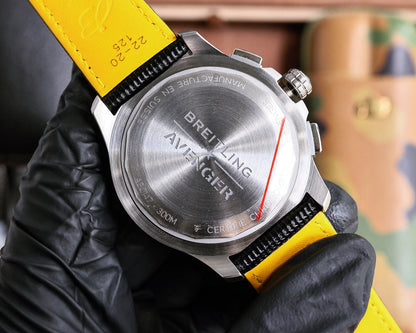 Chronograph -Silver Ceramic Yellow - Black Rubber - Quartz - 43mm