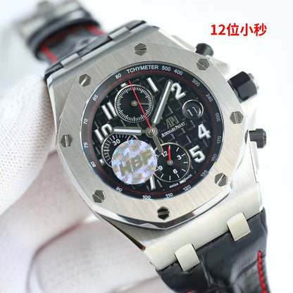 Chronograph-Black Ceramic- Black Red Leather - Automatic - 44mm