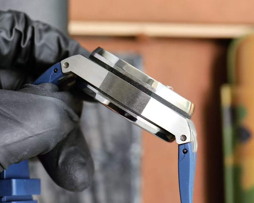 Chronograph-Silver Ceramic- Blue Rubber - Automatic - 44mm