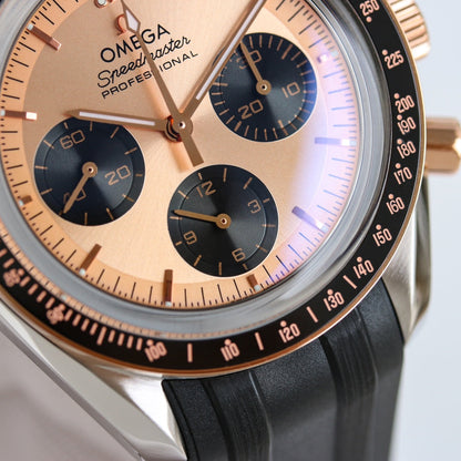 Chronograph -Rosegold- Black Silver - Black Rubber- Automatic - 42mm