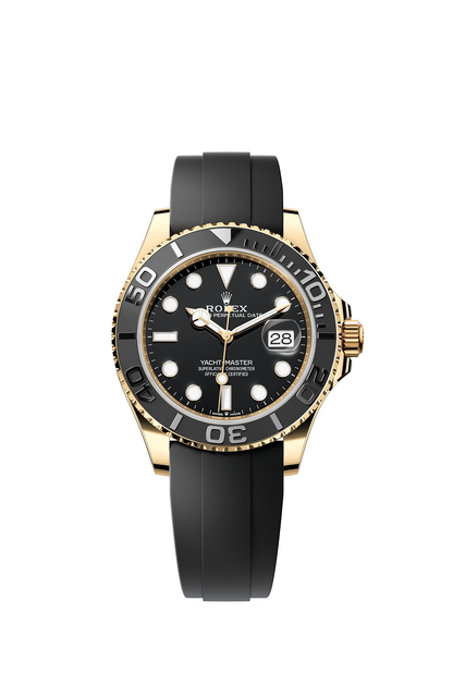 Rolex Yacht-Master 42, yellow gold on Oysterflex