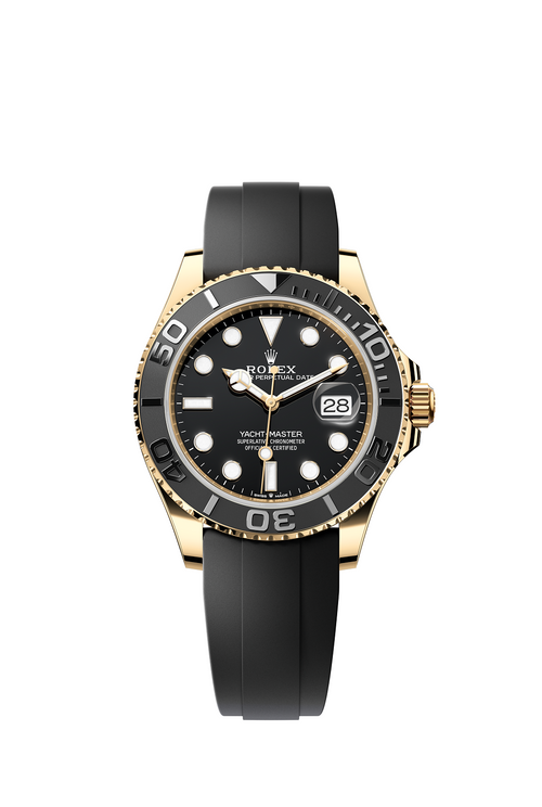 Rolex Yacht-Master 42, yellow gold on Oysterflex