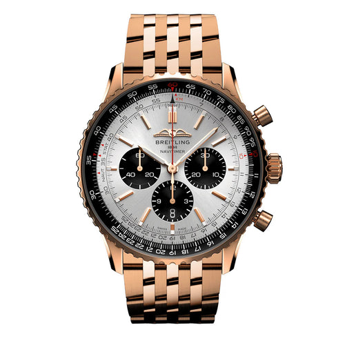 Chronograph -Silver Black- Rosegold 316L Steel - Automatic - 43mm