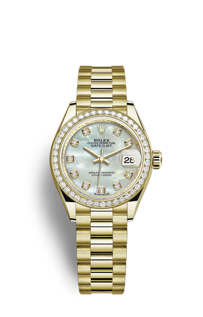 Rolex Lady-Datejust 28, yellow gold & diamonds