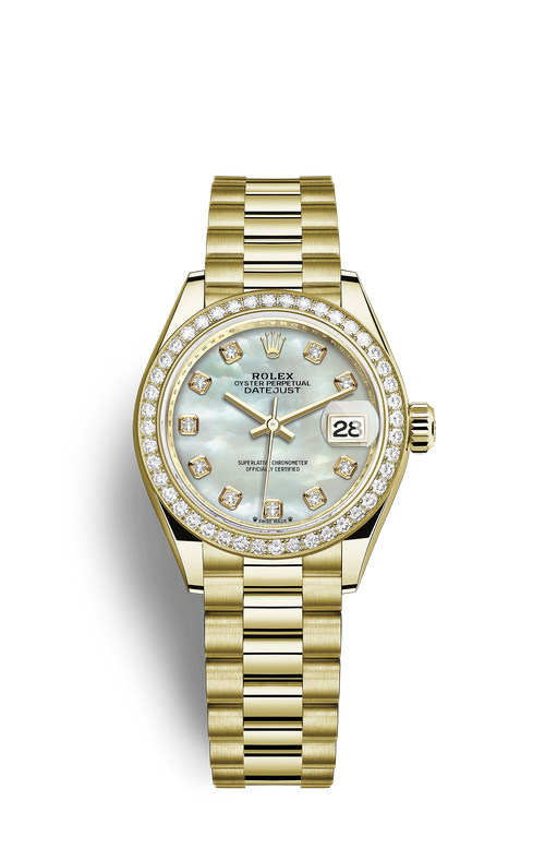 Rolex Lady-Datejust 28, yellow gold & diamonds