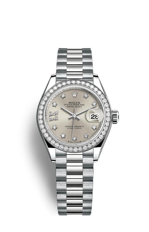 Rolex Lady-Datejust 28, white gold & diamonds
